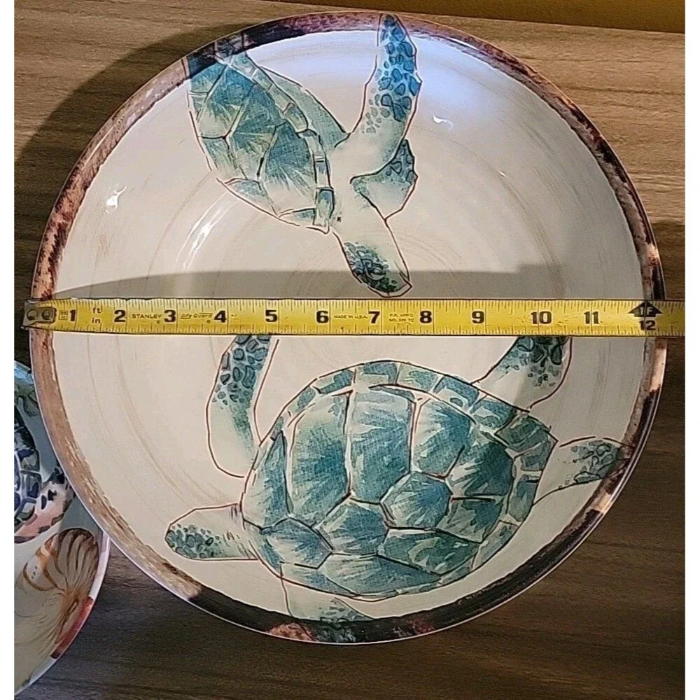 Melamine Serving Bowl W/3 Matching Bowls Turtles Tropical Tommy Bahama Christmas